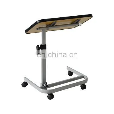 Iron Frame Height Adjustable Wooden Tops Foldable Hospital Bed Tray Patient Used Over Bed Beside Dining Table