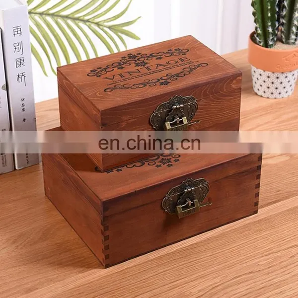 Hot Sale Vintage Style Customized Small Wooden Wedding Photo Box With Lock photo-5