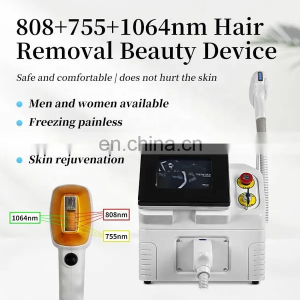 Portable Diode Laser 755 808 1064 Nm Permanent Hair Removal System Depilator Laser Bar Real 3 Wavelength Skin Care Instrument photo-2