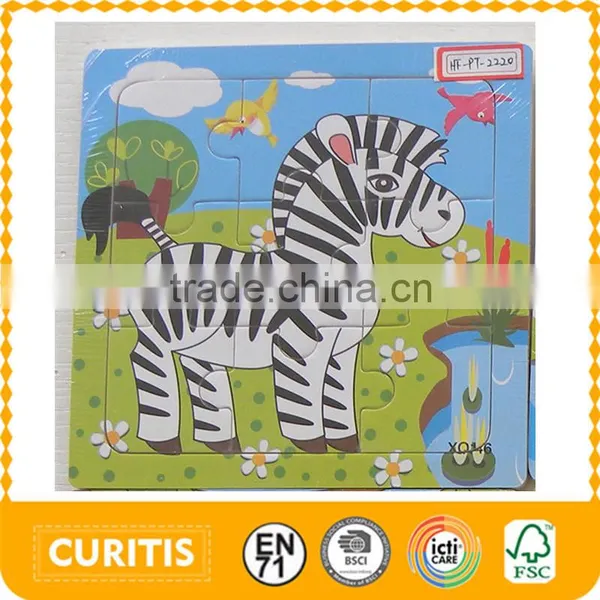 BSCI and NBC Universal Audit Report Wooden Puzzle Toy Factory Production 9 Psc Simple Sticker Printing Plain Horse Wooden Jigsaw Supplier's Choice