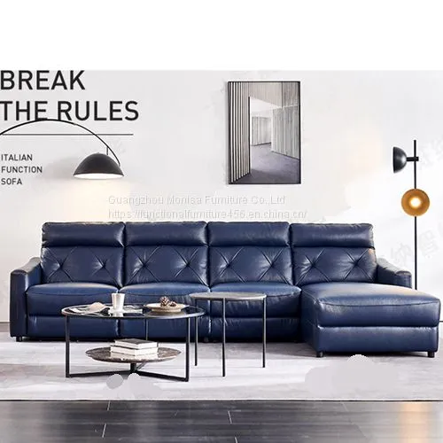 Italian-Style Sofa Cinema Living Room Minimalist Combination First Layer Cowhide Corner Sofa photo-2