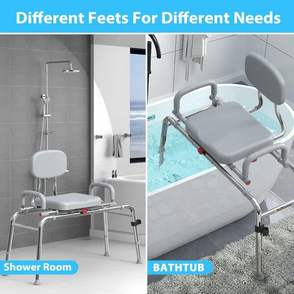 Sliding Shower Chair 360 Rotating Transfer Bench photo-3