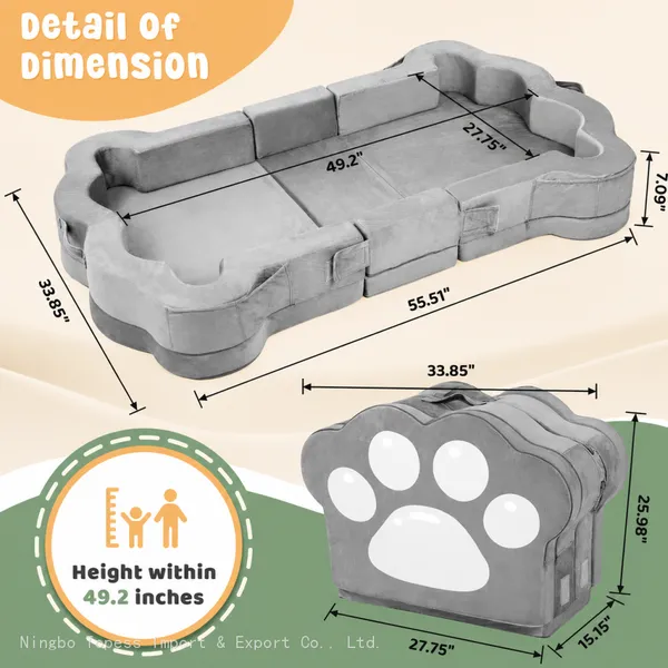 OEM/ODM Portable Toddler Travel Bed Foldable Soft Foam Floor Bed for Kids photo-2