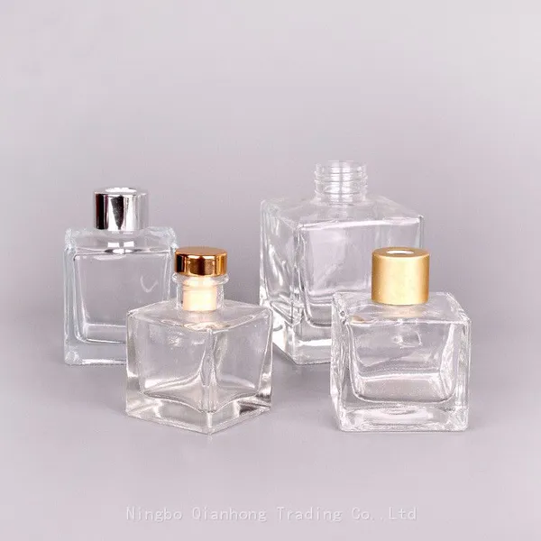 Wholesale Flameless Aroma 50ml Flower Glass Reed Diffuser Square Bottle 100ml Square Reed Diffuser With Wooden Bamboo Lids photo-4