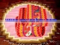 Woven Wool Tapestry / Woven Wool Rug / Woven Wool Wall Decor Round 4 Feet Peru