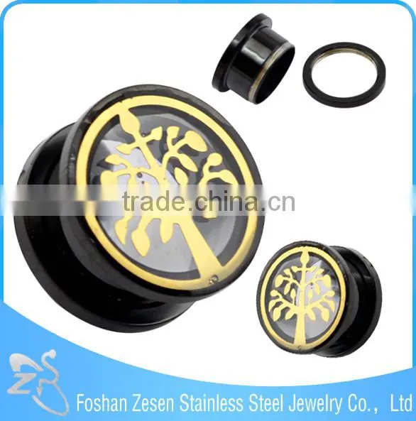 TP011436 Hot Fashion Piercing Surgical Steel Black Lotus Ear Plugs in Body Jewelry photo-4
