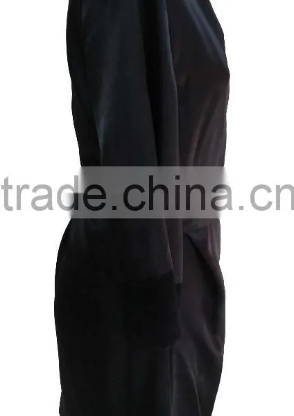 Comfortable Women Black Satin Lace Robe photo-5