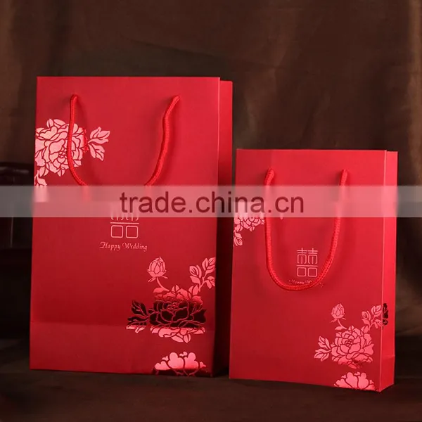 Christmas Paper Gift Bag Flower Stripe Coated Paper Gift Bag photo-5