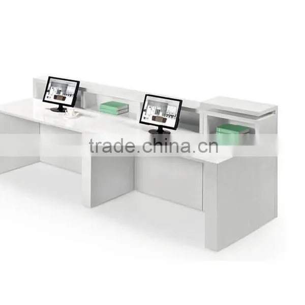 2 Seats MDF Reception Desk Dimensions With Light Inside photo-2