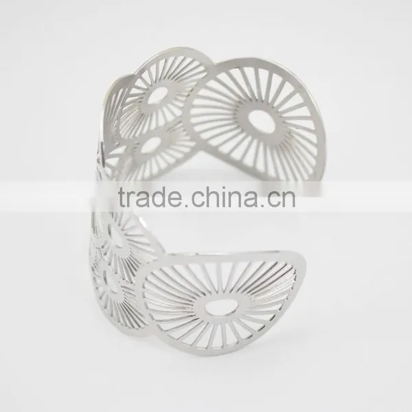 Polished Silver Hollow Geometric Adjustable Bangle Bracelet Stainless Steel Jewelry Quality Choice photo-4