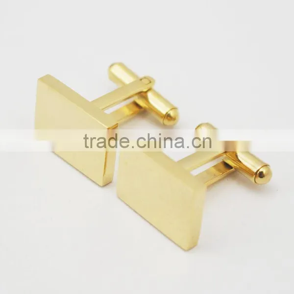 316L Stainless Steel Gold Rectangle Cufflink Custom Engrave Logo Gold Cufflinks photo-5