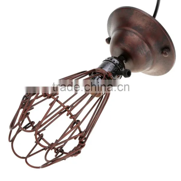 Vintage Retro Pendant Lights LED Lamp Metal Cube Cage Lampshade Lighting Hanging Light Fiture With LED E27 Bulb photo-4