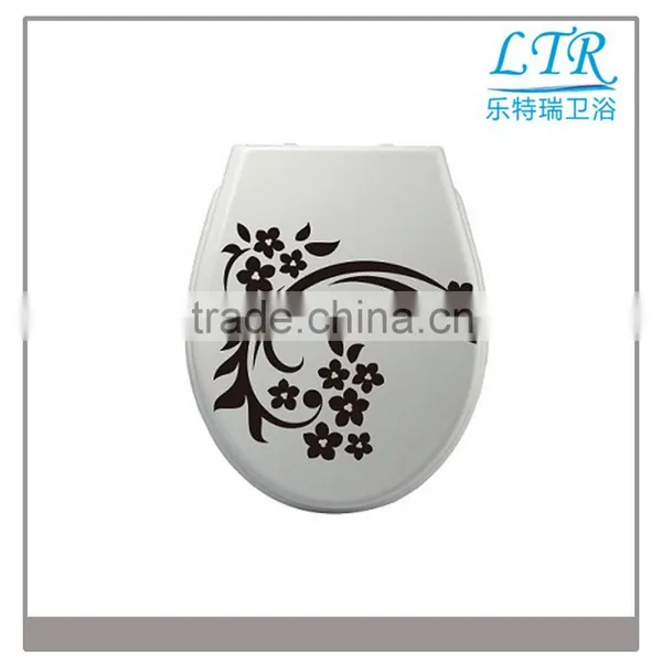 Printed Flower Toilet Seat With New Style Soft Close Toilet Hinges photo-2