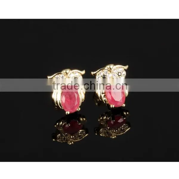 Red CZ Stone Fashion Jewelry 2016 Owl Women Girl Earring photo-4