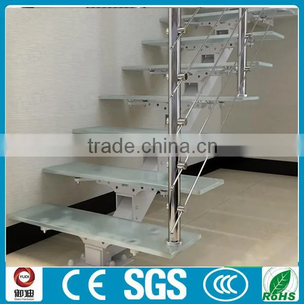 Glass Wood Single Stringer L and U Shape Stairs, Staircase Supplier--YUDI photo-4