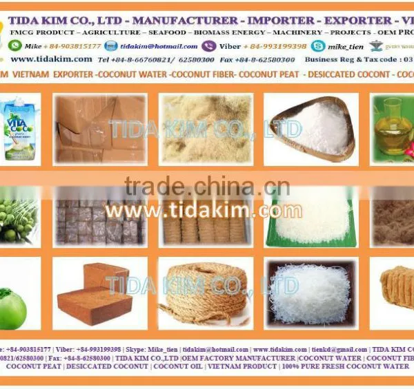 COCONUT FIBER- COCONUT PEAT - DESICCATED COCONT - COCONUT OIL- TWSTED FIBER-COCONUT WATER -TIDA KIM VIETNAM EXPORTER