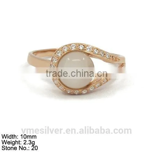 [XJZ527B] 925 Silver Ring With CZ & Opal in 925 Sterling Silver Jewelry