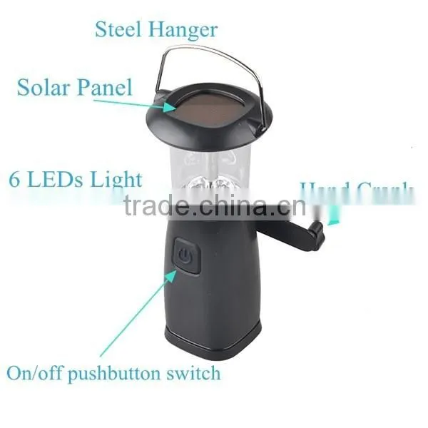 Plastic Body Hand Crank Lantern 6 LEDS Solar LED Lantern Portable photo-4