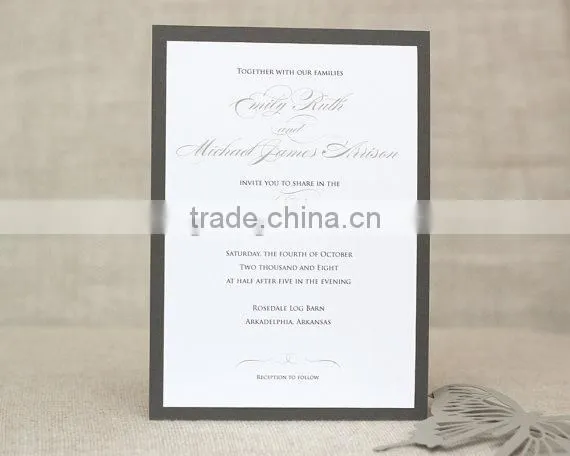 Butterfly Wedding Invitations - Shimmer Silver, Slate Gray, Black and White, Neutral, Pearl Shimmer, Laser Cut Invitations photo-2