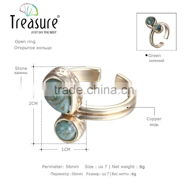 2016 Chinese Wholesale Green Stone Mosaic Gold Plating Ring Jewelry photo-3
