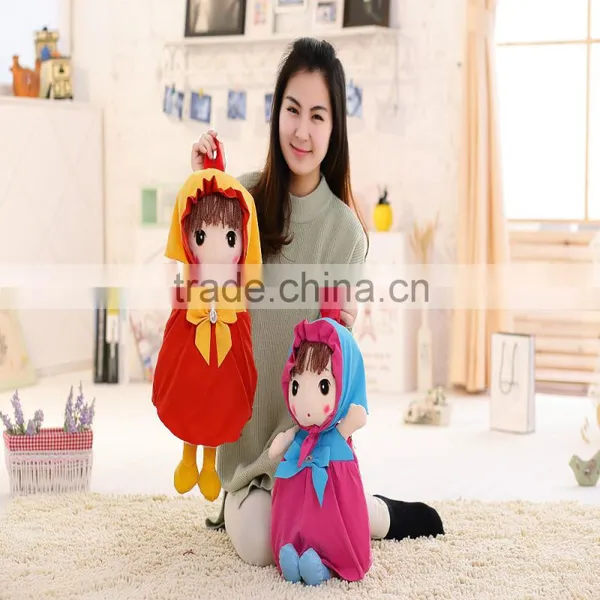 55cm Beautiful Customized Beige Stuffed Plush Phil Doll Backpack With Pink Windbreak&dark Blue Hood photo-6