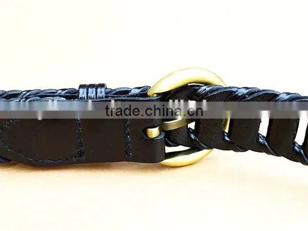 Ladies Skinny Braided Genuine Leather Belt photo-3