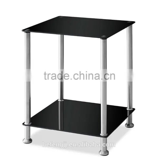modern cheap black glass end table for living room