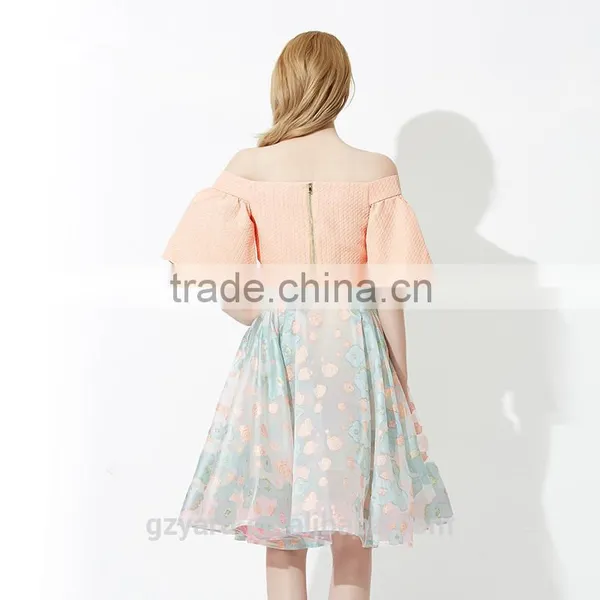 Thailand Fashion Dress Neck Boat off Shoulder Tops for Women Ladies Girls Knee Lenth Skirts Latest Suit photo-2