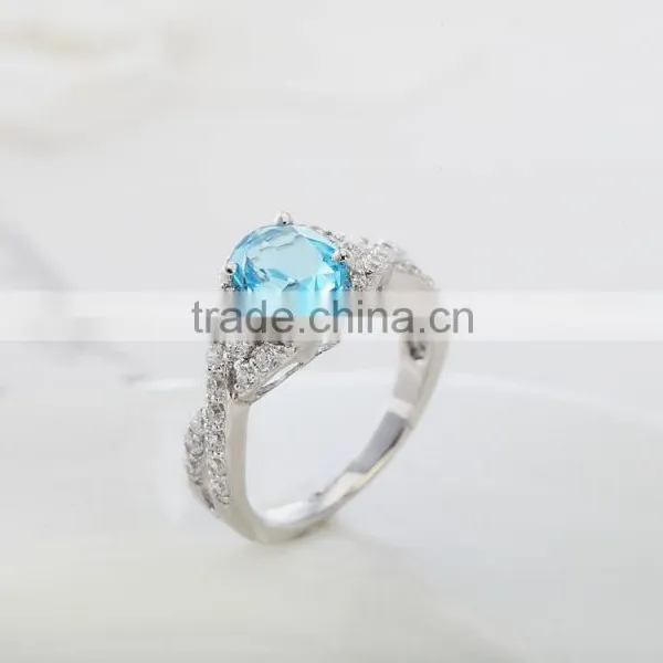 Exquisite 925 Silver Wedding Oval Shape Sky Blue Topaz Ring .natural Gemstone Ring photo-3