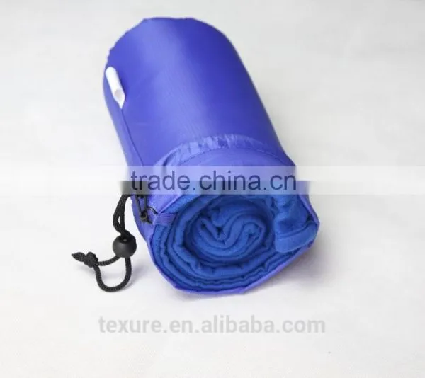 Royal Blue Lightweight Polyester Polar Fleece Airline Travel Home Blanket With Pouch photo-3