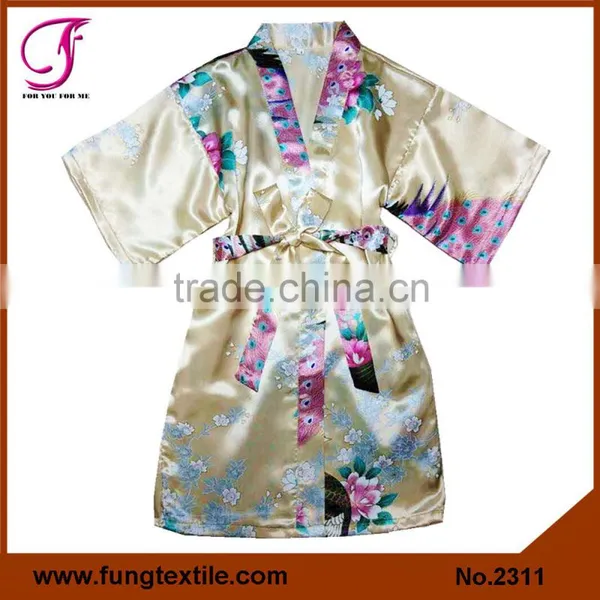 2314 Children Peacock Satin Robe photo-3