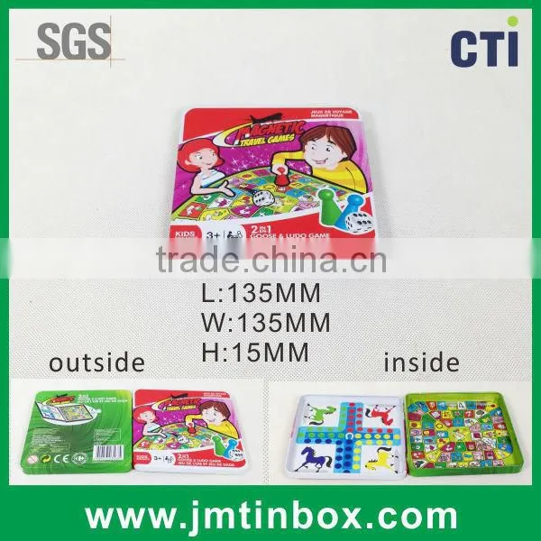 Square Magnetic Game of Chess Hinge Tin Box
