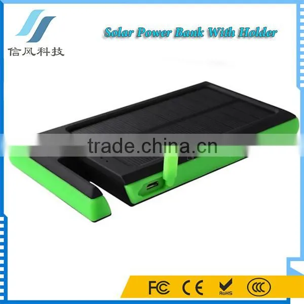 5000mAh Dual USB Solar Power Bank With Holder Green photo-2
