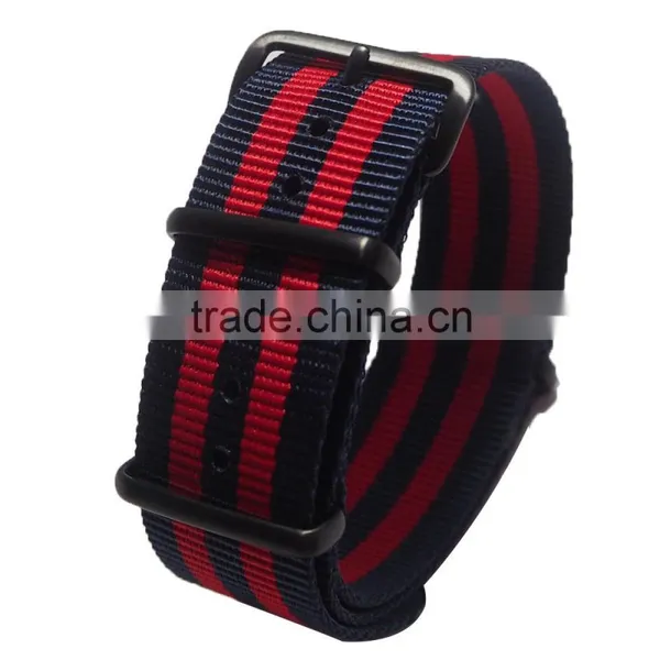 New Arrival Black Red Stripe Custom Nato Nylon Watch Straps