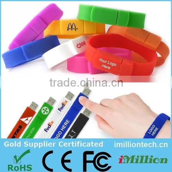 Bulk Cheap Silicon 8GB USB Flash Drives 4GB Silicon USB Bracelet/Wristband USB