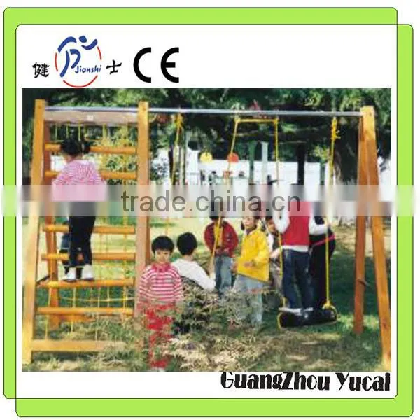 Children Outdoor Playground Climbing With Swing