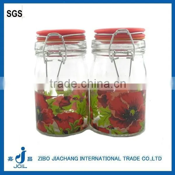 350ml Glass Empty Preserving Honey Jars With Red Ceramic Lid photo-2