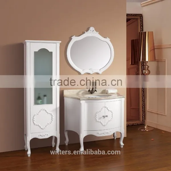 I Shaped Polish Solid Wood Bathroom Vanity in Dark Brown WTS210 photo-5