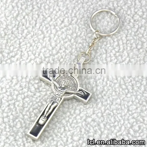Stainless Steel Cross Pendant Keychain, Hot Sale Imitate Silver Christian Cross Keychain photo-2