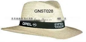 Black Ribbon Imprint Natural Straw Hat