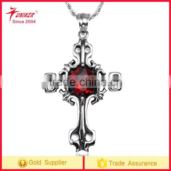 Titanium Stainless Steel Cross Pendant Necklace Jewelry Mens Pendant Necklace Sports Necklace