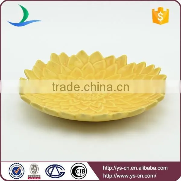 Hot Sale Beautiful Yellow Flower Design Ceramic Plates photo-2