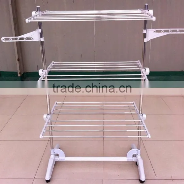 Multi Color Clothes Garment Drying Hanger Rack and Large Capacity Rack With 3 Levels and Bar for Sheets photo-3