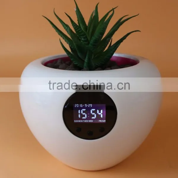 Stylish Desktop Flower Pot Vase With Time Temperature Humidity Display photo-4