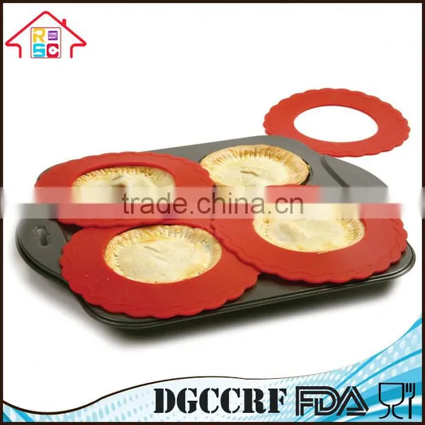NBRSC Reusable Mini Pie Pan Crust Shields Silicone Cover Set of 4 photo-2