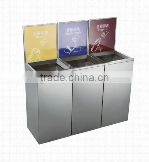 Stainless Steel Triple Waste Bins Recycl Bin for Shopping Mall photo-3