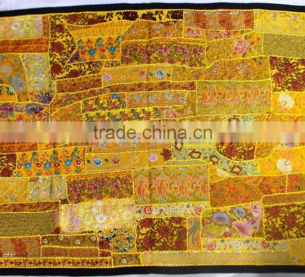 Old Fabric Handworked Handcrafted Wall Decor - Handworked Cotton Fabric Patchwork Wall Hanging Tapestry photo-4