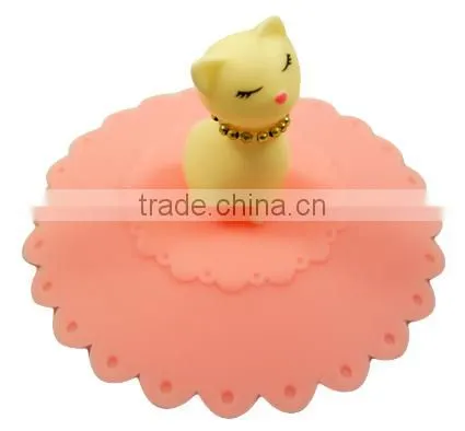 Food Grade Silicone Rubber Anti-dust Airtight Seal Silicone Drink Cup Lids With Cat Head Shape photo-4