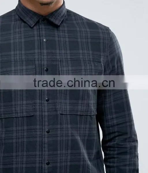 Long Sleeve Point Collar Two Chest Pocket Mens Pre-Shrunk 100% Cotton Breathable Comfort Fit Casual Check Shirts photo-3