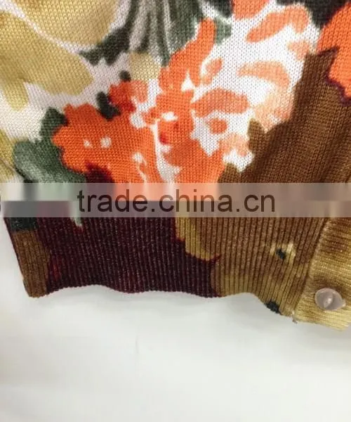 Women's V-neck no Hand Feeling Reactive Printing Cardigan Sweater photo-5